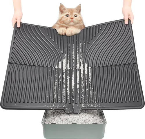 UPSKY Tapete de arena para gatos, tapete grande para atrapar arena para gatitos, suave para patas de gatito, tapete para caja de arena mantiene el