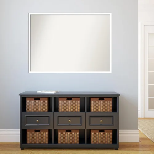 Miniatura 522 de Amanti Art Espejo de baño blanco para sobre el fregadero, 32 x 45 pulgadas, espejo de tocador rectangular blanco esbelto, marco de madera moderno