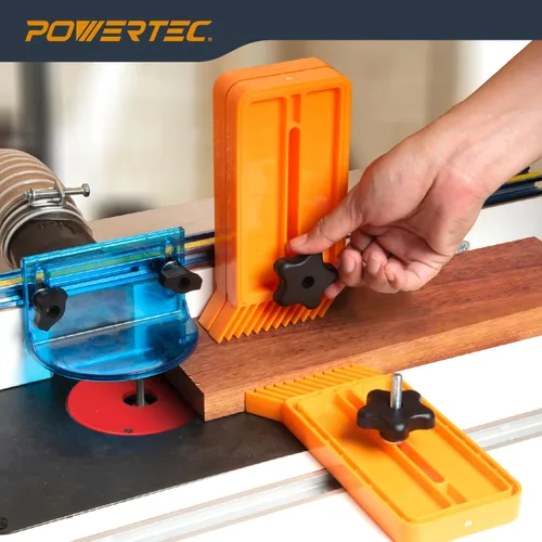 Miniatura 2 de POWERTEC 71832-P2 Guía de Plumas Apilable para Sierra de Mesa, Mesa de Router y Sierra de Cinta, Montaje Universal para Ranura en T y Ranura