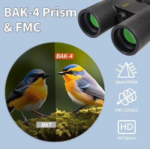Miniatura 2 de BAK-4 - Prismáticos HD de 10 x 42 pulgadas para adultos de alta potencia, lente FMC profesional, binoculares de visión grande con visión clara