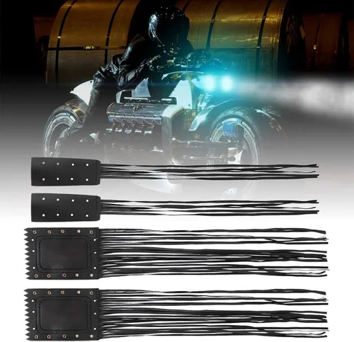 Miniatura 6 de Funda universal de cuero para manillar de motocicleta con borlas de flecos, juego de 2 piezas para Victory Cruiser