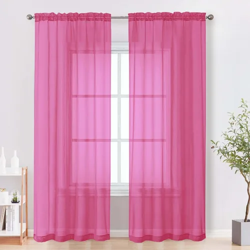 Miniatura 176 de OVZME - Cortinas traslúcidas blancas de 45 pulgadas de largo, 2 paneles, cortinas de gasa con bolsillo para barra para ventanas pequeñas, cada una