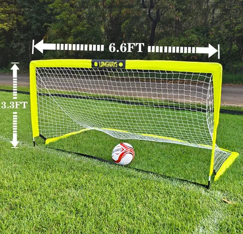 Miniatura 2 de LOMGWAYS Soccer Goal – Foldable Frame Net for Kids + Youth – Indoor + Outdoor Soccer Goal with Carry Bag – Easy Set up – Multiple Sizes for Practice