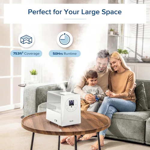 Miniatura 36 de LEVOIT Humidificadores evaporativos para dormitorio de bebé, filtros dobles de aire y agua, sensor separado, sin luz azul para luz nocturna de Blanco