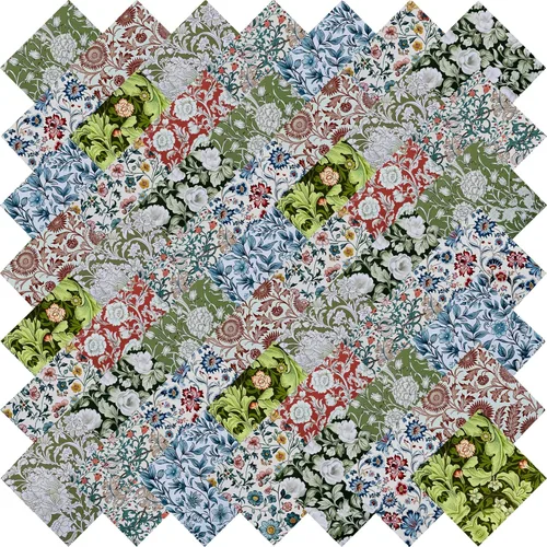 Miniatura 8 de 5 x 5 pulgadas, 50 piezas de tela floral 100% algodón, suministros de acolchado para coser bricolaje y principiantes de colcha, flores blancas