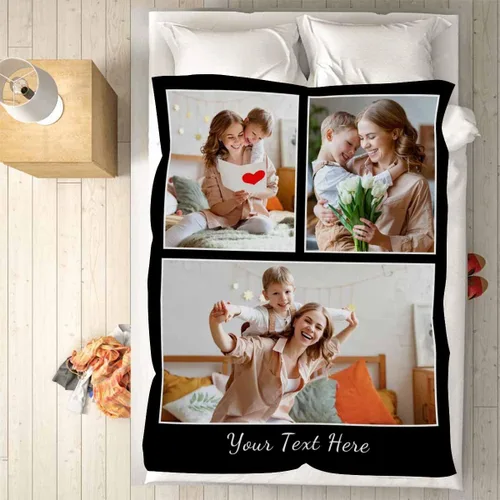 Miniatura 3 de Manta personalizada con fotos, manta personalizada con retrato familiar para padres, niños, perros y familia, manta personalizada para un día