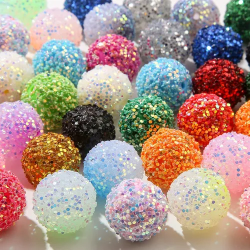 Miniatura 9 de 50 cuentas de diamantes de imitación de 0.78 pulgadas – Bola de discoteca brillante, goma de mascar gruesa, redonda de cristal, plástico jumbo