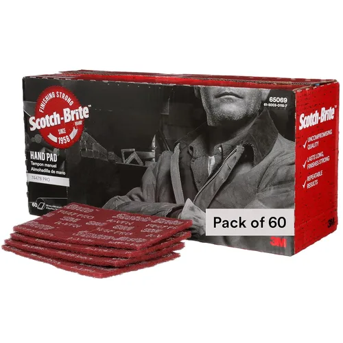 3M Scotch-Brite 7447B - Almohadilla de mano de uso general, grado muy fino, 6 in x 9 in, paquete de 60, óxido de aluminio, preparación de