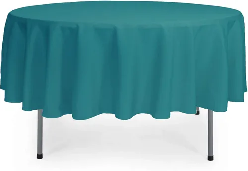Miniatura 5 de YOUR CHAIR COVERS - Mantel redondo de poliéster prémium de 120 pulgadas - Mantel de lino color champán para mesas redondas estándar