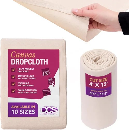Miniatura 19 de CCS - Lona de lona para pintar, lona de algodón multiusos para cortinas, manteles, telones de fondo, cubierta de suelo lavable y reutilizable y hoja