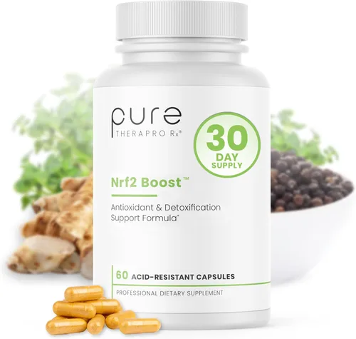 Pure TheraPro Rx Nrf2 Boost - Activador NRF-2 con sulforafano patentado, curcumina, té verde y trans-pterostilbeno | Suplemento antioxidante para