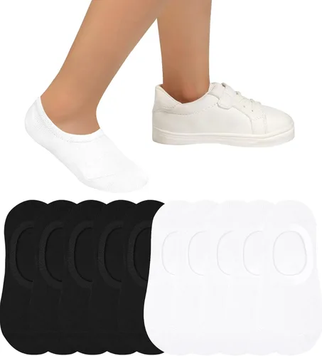 Miniatura 2 de Witwot 10 pares de calcetines invisibles para niños y niñas, antideslizantes, de corte bajo, calcetines tobilleros