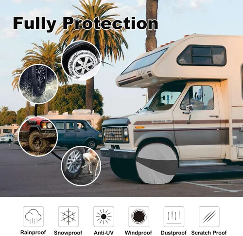 Miniatura 5 de Explore Land - Funda para neumáticos, 4 unidades para camionetas, SUV, remolque, cámper, vehículos recreativos - Protector de rueda resistente