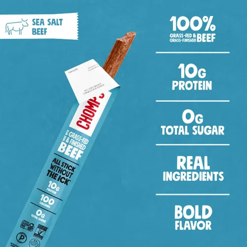 Miniatura 3 de Bocadillos Chomps, palillos de cecina, sin gluten, sin OMG, 100 calorías, para dietas paleo y keto, aprobados para dieta de 30 días, paquete de 10