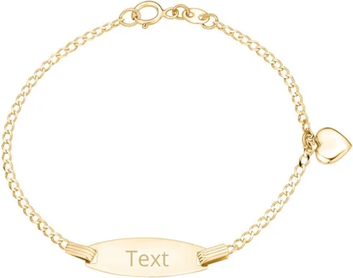 Miniatura 27 de UNICORNJ Pulsera de identificación de oro de 14 quilates grabable para niñas, niños y bebés, pulseras personalizadas con nombre de cadena Figaro