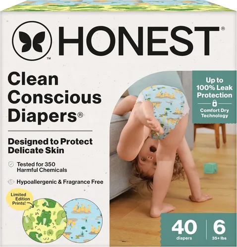 Miniatura 22 de The Honest Company Clean Conscious - Pañales para pieles delicadas, hasta un 100% a prueba de fugas, hipoalergénicos, sin fragancia, género neutro
