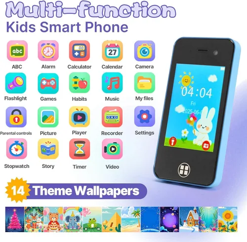Teléfono inteligente para niños, regalos de Navidad y cumpleaños para niños, niñas y niños pequeños, juguetes de teléfono celular con doble cámara,
