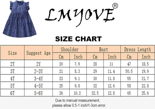 Miniatura 3 de LMYOVE Vestido casual de algodón para niñas pequeñas de 2 a 8 años