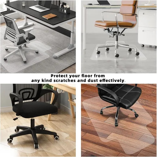Miniatura 6 de Tapete para silla de oficina para suelo de madera dura, 36 x 48 pulgadas, PVC transparente para silla de escritorio – Protector de suelo resistente