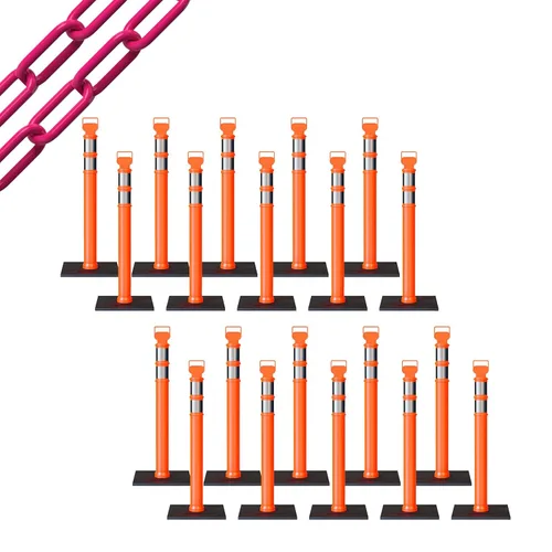 Miniatura 10 de Trafford Industrial - Juego de 20 postes de delineador de 45 pulgadas, collares reflectantes de 3 pulgadas, base de goma de 10 libras