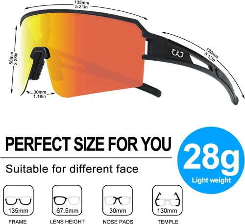 Miniatura 4 de FMY Gafas de sol polarizadas para ciclismo, lentes deportivos con protección UV400, para béisbol, correr, pescar, para hombres, mujeres y jóvenes
