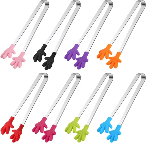 Shindel Pinzas pequeñas, pinzas de metal de 5 pulgadas para servir alimentos, bonita herramienta de cocina para dulces, aperitivos, papas fritas,