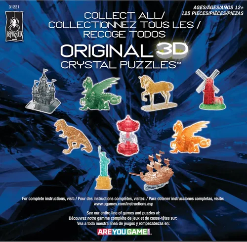 Miniatura 8 de BePuzzled, Grand Castle (transparente) - Rompecabezas original de cristal 3D, rompecabezas de 105 piezas, rompecabezas coleccionable para niños