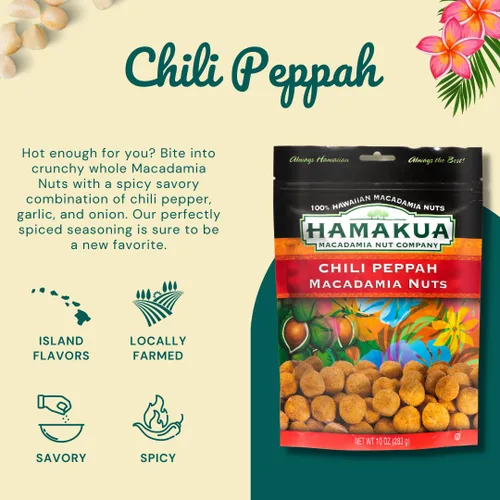 Miniatura 3 de Hamakua - Nueces de macadamia - Chili picante - Cultivado en Hawai saborizado seco tostado medio y macadamia entera - Nueces de macadamia grandes