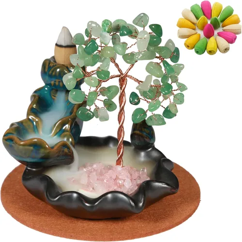 Miniatura 7 de Dreamgirnh Quemador de incienso de reflujo Chakras, fuente de incienso de árbol de cristal, soporte de incienso de cono, estante de sala de estar