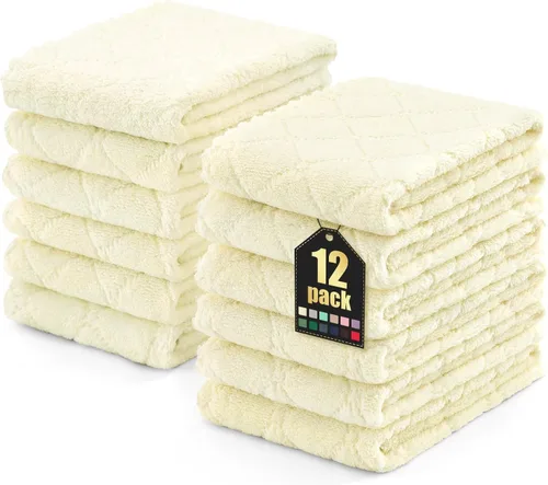Miniatura 60 de Homaxy - Paquete de 12 trapos de cocina (10 x 10 pulgadas, morado), de terciopelo coral, supersuaves y absorbentes, de secado rápido, paño