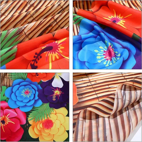 Miniatura 4 de VitalCozy Telón de fondo hawaiano para fotografía de playa de 7 x 5 pies, decoración de fiesta de Aloha Luau, flores de hibisco tropical, hojas
