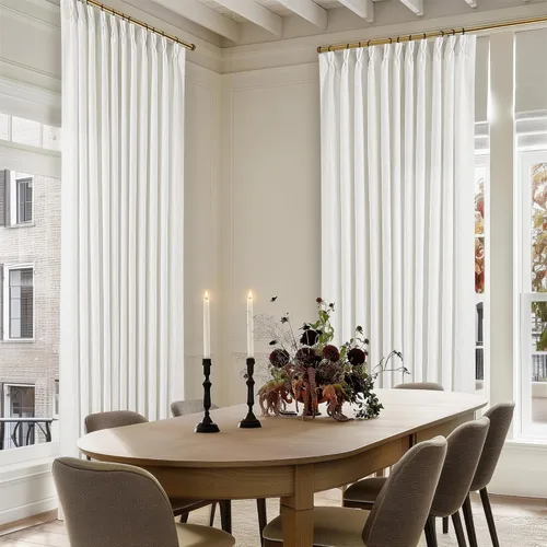 Miniatura 47 de Cortinas de lino natural con pliegues fruncidos de 120 pulgadas de largo para sala de estar, cortinas plisadas con ganchos y lengüeta trasera