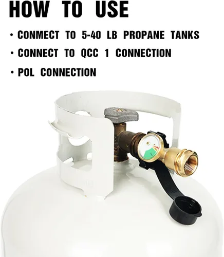 Miniatura 5 de Adaptador de tanque de propano de ajuste universal de 100 libras que convierte POL a QCC1 / Tipo 1 con adaptador de manguera de propano de calibre