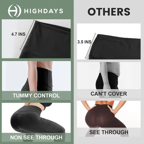 Miniatura 3 de HIGHDAYS Paquete de 3 leggings capri para mujer con bolsillos, pantalones de cintura alta para entrenamiento, correr, yoga