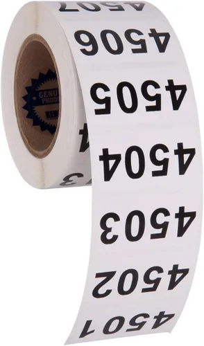 Miniatura 2 de Kenco - Etiquetas numeradas consecutivamente, vinilo duradero, autoadhesivas, medidas: 2 x 1 pulgada (rollo 4501-5000)