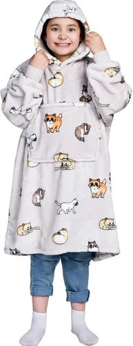 Miniatura 14 de Waitu - Sudadera tipo manta, para regalar a hombre o mujer, muy cálida y acogedora, gigantesca, con capucha, de gruesa franela, con mangas y un Negro