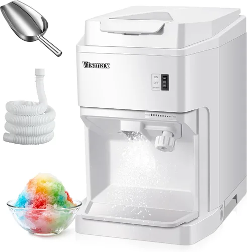 Afeitadora eléctrica de hielo, máquina de hielo afeitado de 250 W, máquina de afeitar de hielo ajustable de grosor de 265 libras/hora de rotación y