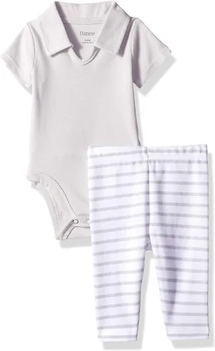 Hanes Ultimate Baby Flexy - Paquete de 2 enterizos de manga corta tipo Polo para bebé