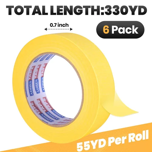 Miniatura 2 de ADHES - Cinta adhesiva amarilla para pintores, 0.7 pulgadas x 55 yardas x 6 rollos, cinta segura para pared sin residuos para pintura de pared