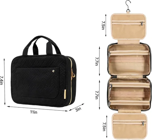 Miniatura 2 de Carrywell - Neceser de viaje con gancho para colgar, organizador de maquillaje, bolsa de cosméticos resistente al agua para contenedores