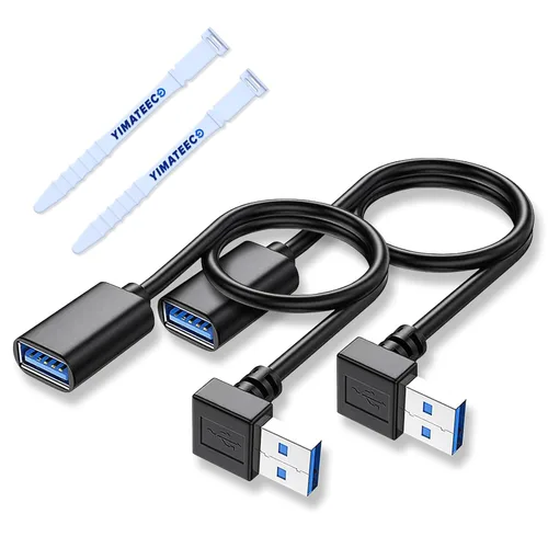 Cable de extensión USB3.0 en ángulo descendente, cable de extensión USB A hembra a USB-A macho, cable extensor con contactos chapados en oro para