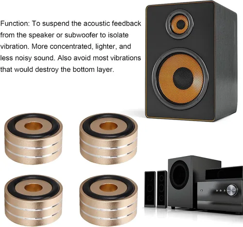 Miniatura 4 de Yunseity 4 piezas de altavoces de 1.575 x 0.787 in, soportes de aislamiento de pies con anillos de goma antideslizantes, soportes de picos