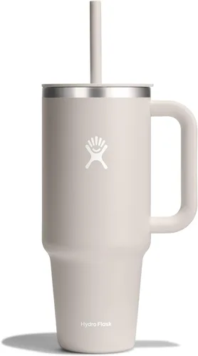 Miniatura 85 de Hydro Flask Vaso de Viaje con Asa, Tapa y Pajita - Acero Inoxidable Aislado en 24 Oz Aloe