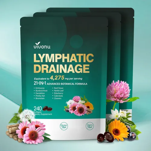 Miniatura 15 de Suplemento de drenaje linfático, 240 cápsulas blandas, suplemento de apoyo del sistema linfático de 4275 mg para mujeres y hombres, mezcla