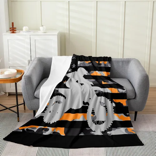 Feelyou Manta de felpa de camuflaje amarillo para motocross, camuflaje para todas las estaciones, juego de manta de cama para sofá para niños, manta