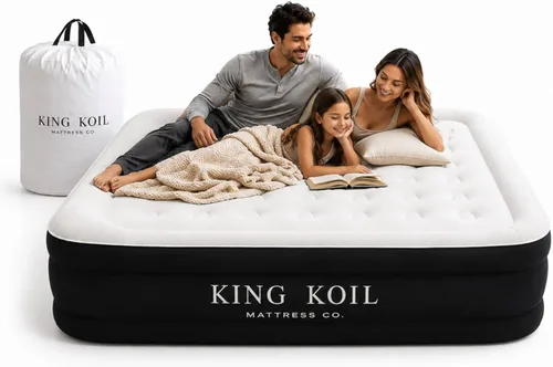 Miniatura 12 de King Koil - Colchón de aire de tamaño individual con almohada de lujo y bomba de alta velocidad incorporada para camping, hogar y huéspedes - Cama