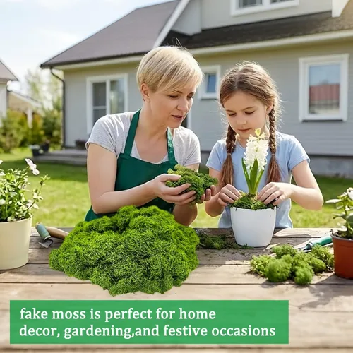 Miniatura 7 de Musgo verde falso – Musgo artificial para plantas de interior, imitación para manualidades, decoración de jardín de hadas de bricolaje, centros