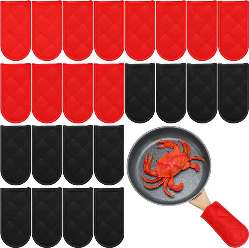 Miniatura 7 de Dandat Juego de 24 fundas de mango caliente para reemplazo diario, fundas de mango de bandeja de regalo, fundas resistentes al calor, funda de Negro