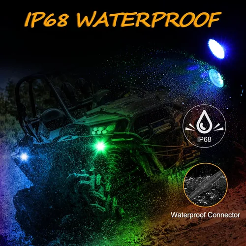 Miniatura 6 de Niwaker - Kits de luces de roca RGB, 4 cápsulas de luces LED RGB con control Bluetooth, luces LED de neón multicolor para camiones, ATV, UTV, SUV