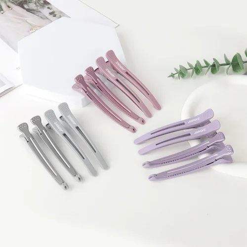 Miniatura 7 de AIMIKE Pinzas para peinar con pico de pato de silicón sin arrugas para sección, corte y uso en salón